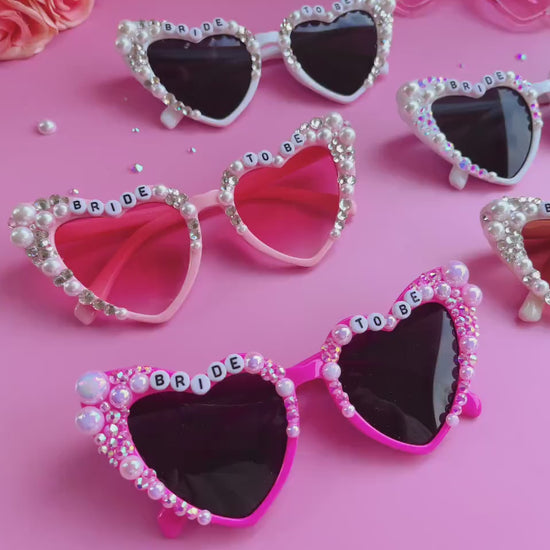 Custom Bride Sunglasses , Encrusted Pearl + Rhinestone Sunglasses | Bachelorette Party Decoration, Hen Party Gifts, Bridal Shower Supplies