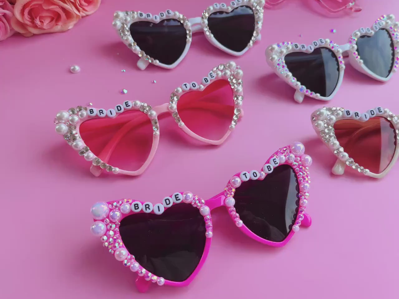 Custom Bride Sunglasses , Encrusted Pearl + Rhinestone Sunglasses | Bachelorette Party Decoration, Hen Party Gifts, Bridal Shower Supplies