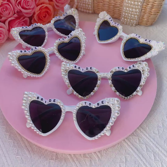 Custom Bride Sunglasses , Encrusted Pearl + Rhinestone Sunglasses | Bachelorette Party Decoration, Hen Party Gifts, Bridal Shower Supplies