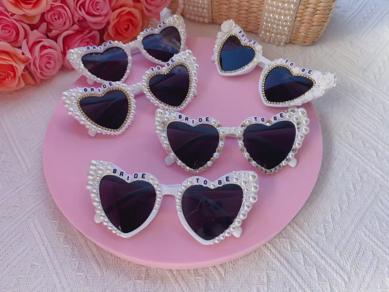 Custom Bride Sunglasses , Encrusted Pearl + Rhinestone Sunglasses | Bachelorette Party Decoration, Hen Party Gifts, Bridal Shower Supplies