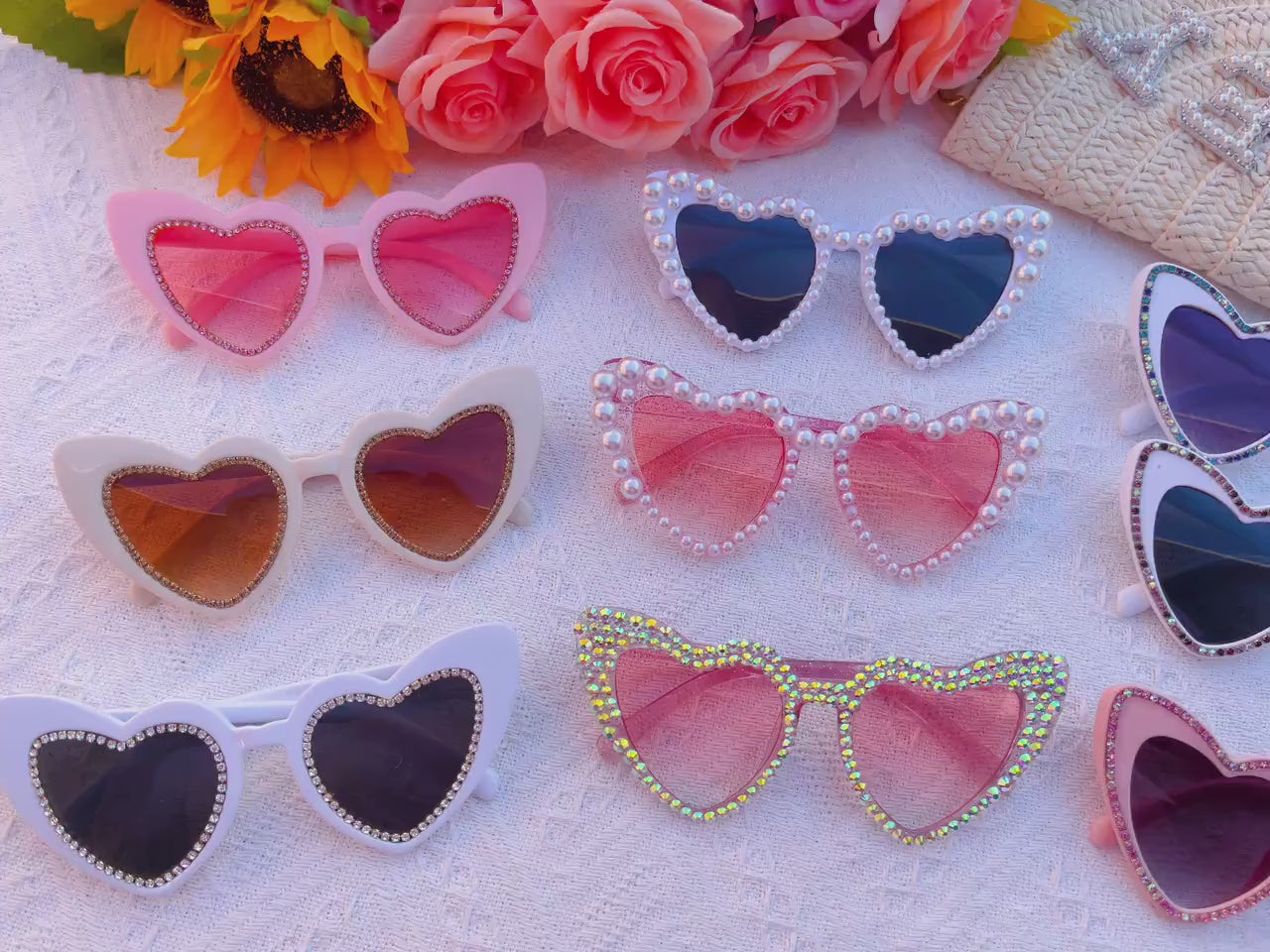 Hens Party Heart Sunglasses, Rhinestone Heart Sunglasses, Bride Bridesmaid Gift + Bridal Shower Supplies, Bachelorette Party Decoration