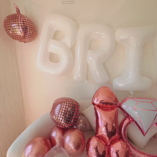 White Jumbo BRIDE Balloons + Rose Gold Balloons | 40inch, Hens Party Decoration, Bachelorette Party, Bridal Shower Decor Photo Backdrop