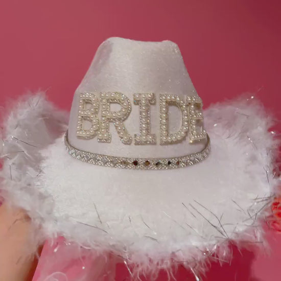 Bride Cowgirl Hat with Veil, Hen Party | Bride Gift, Bride Cow Girl Hat + Bridal Shower, Bride To Be, Bachelorette Party, Last Disco