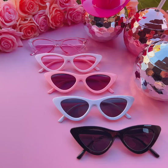 Hens Party Cat Eye Sunglasses | White, Pink, Black Matte Bachelorette Party Decoration, Bridesmaid Gift + Bridal Shower Supplies