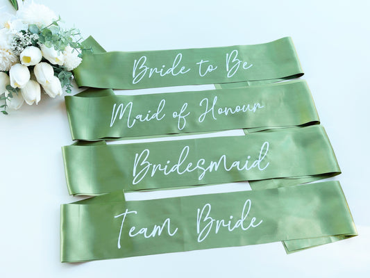 Bride Sage Green Satin Sash