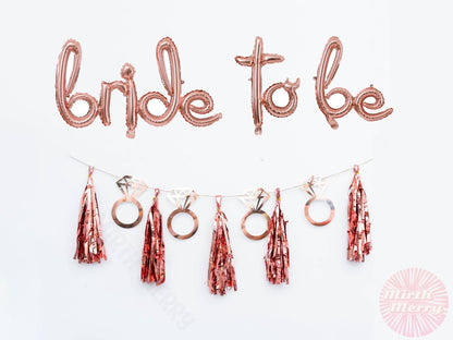 Bride To Be Hens Party Bridal Shower Decorations Engagement Balloons Banner Rose Gold, Just Married Balloon, 16inch Rose Gold Balloon