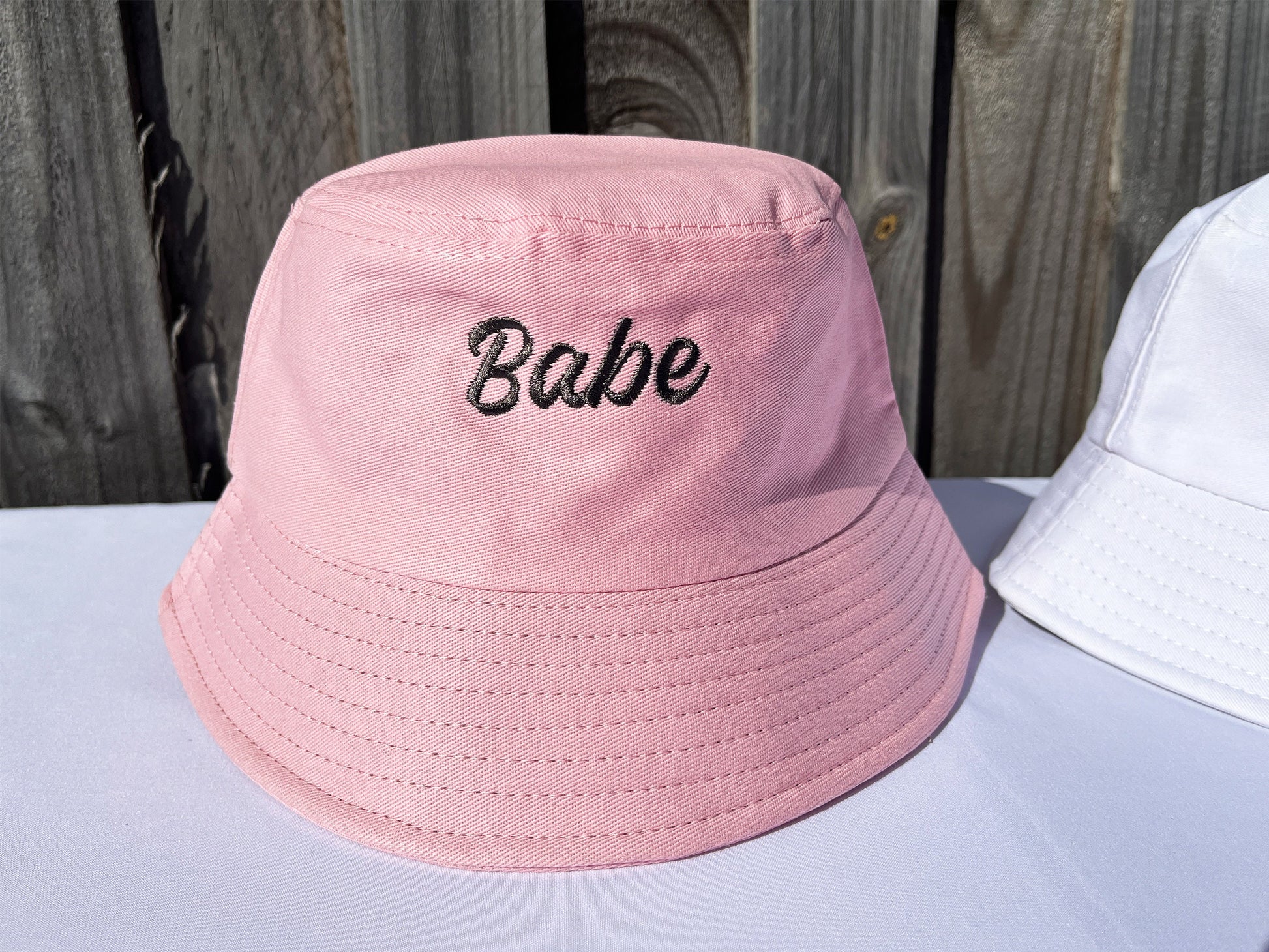 Bride Bucket Hat - White, Black, Pink Embroidered Cotton Sun Hat, Hens Party, Bachelorette Gift, Party Favor, Cool Bach, Bridal Shower