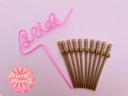 Gold Penis Straw, | Bachelorette Party Favors | Bride To Be Bridal Shower | Hen Party Supplies Penis