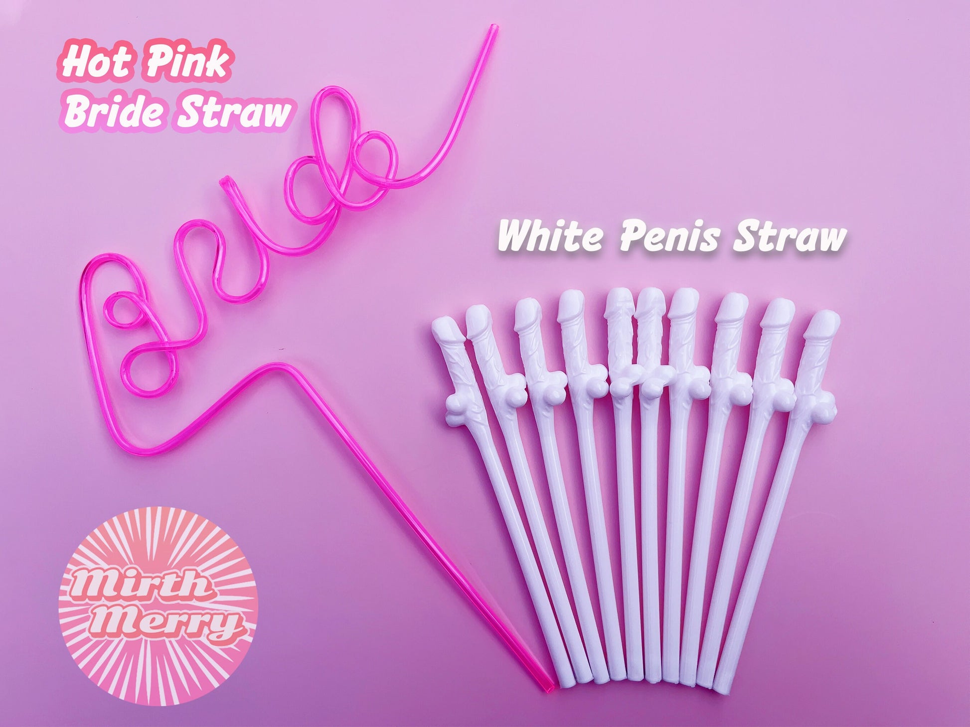 White Penis Straw+Bride Straw | Bachelorette Party Favors | Bride To Be Bridal Shower | Hen Party Supplies Penis