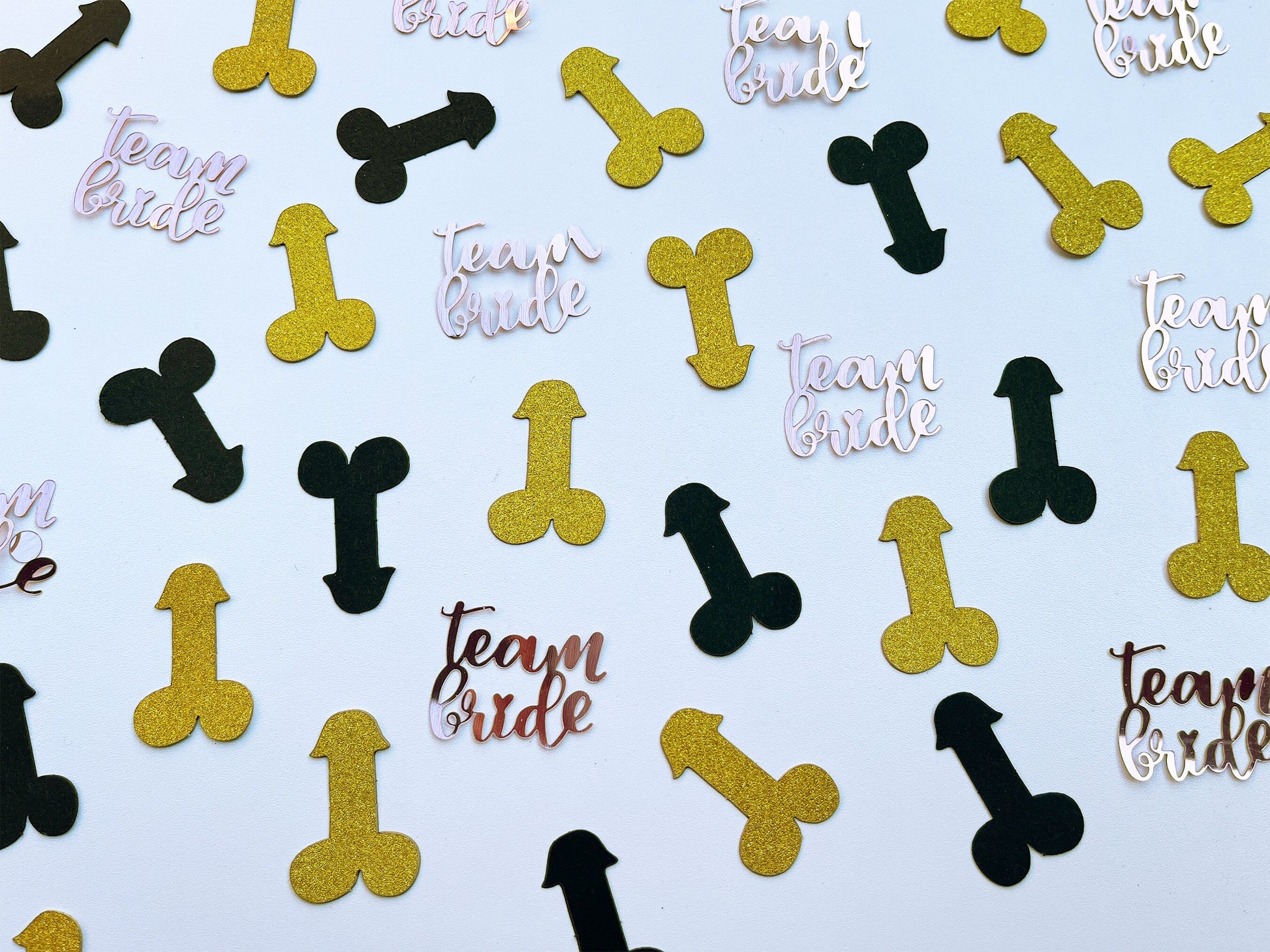 Penis & Team Bride Confetti, Black Gold, Bachelorette Party Favors, Wedding Bridal Shower, Hen Do Party Dick Supplies, Bride to Be