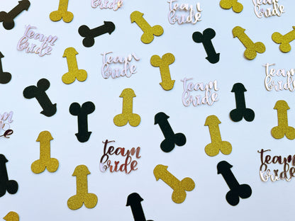 Penis & Team Bride Confetti, Black Gold, Bachelorette Party Favors, Wedding Bridal Shower, Hen Do Party Dick Supplies, Bride to Be