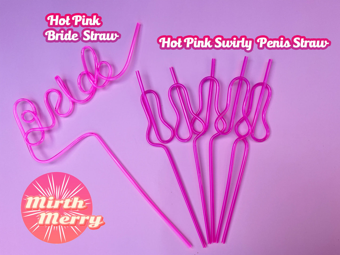 Hot Pink Penis Swirly Willy Straw | Bachelorette Party Decorations | Bride To Be Bridal Shower | Hen Party Supplies Penis