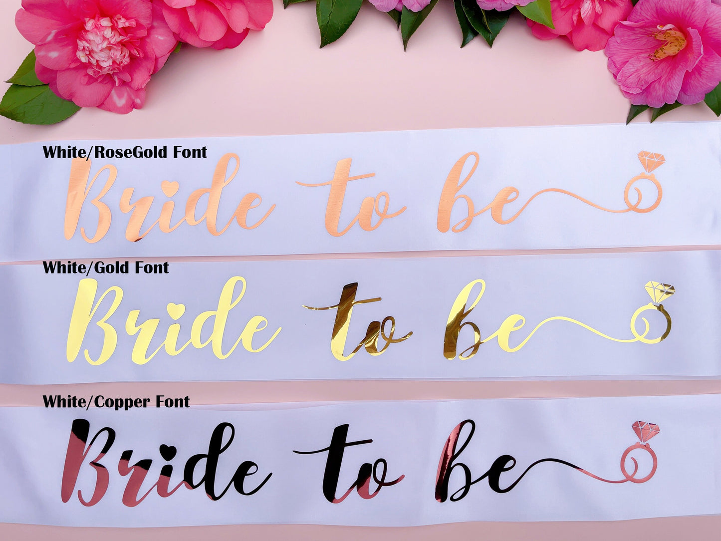 Bride to Be Sash+Diamond Pin | Hen Party Sash | Sash for Bride - Rose Gold Foil | Bride To Be | Bachelorette Favors | Engagement Party Gift