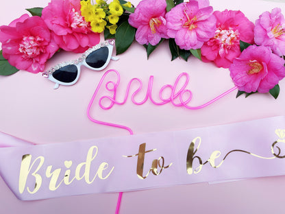 Bride to Be Sash+Diamond Pin | Hen Party Sash | Sash for Bride - Rose Gold Foil | Bride To Be | Bachelorette Favors | Engagement Party Gift