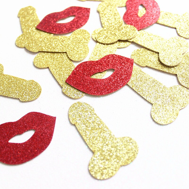 Penis & Lips Confetti, Penis Straw, Penis Cake Topper, Hen Party Favors, Bride to Be, Bridal Shower, Penis Confetti Straw