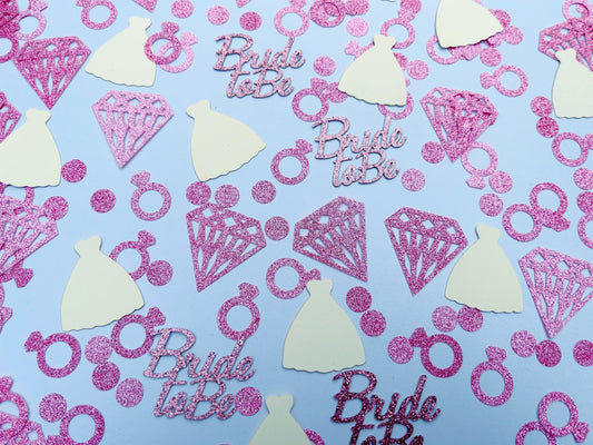 Bride To Be Confetti with Diamond, Wedding Gown | Bridal Shower, Hen Party Confetti, Wedding Table Decoration, Gold, Rose Gold