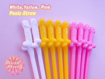 White,Yellow, Pink Penis Straw, | Bachelorette Party Favors | Bride To Be Bridal Shower | Hen Party Supplies Penis, Mix Color Penis Straws