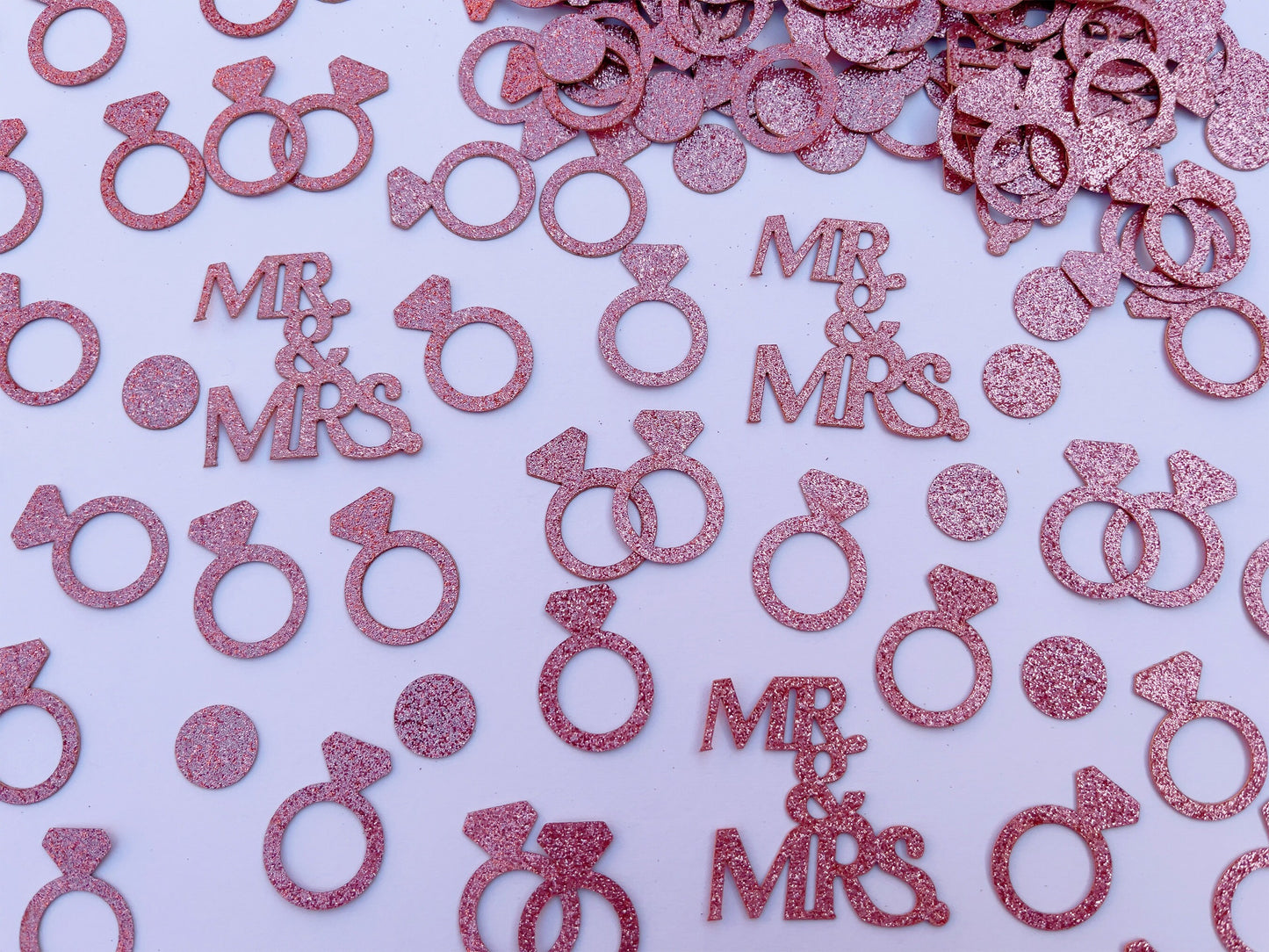 MR & MRS+ Wedding Ring Confetti for Wedding, Engagement | Gold/Rose Gold, Bridal Shower, Hen Party, Bride to Be, Wedding Table Decoration