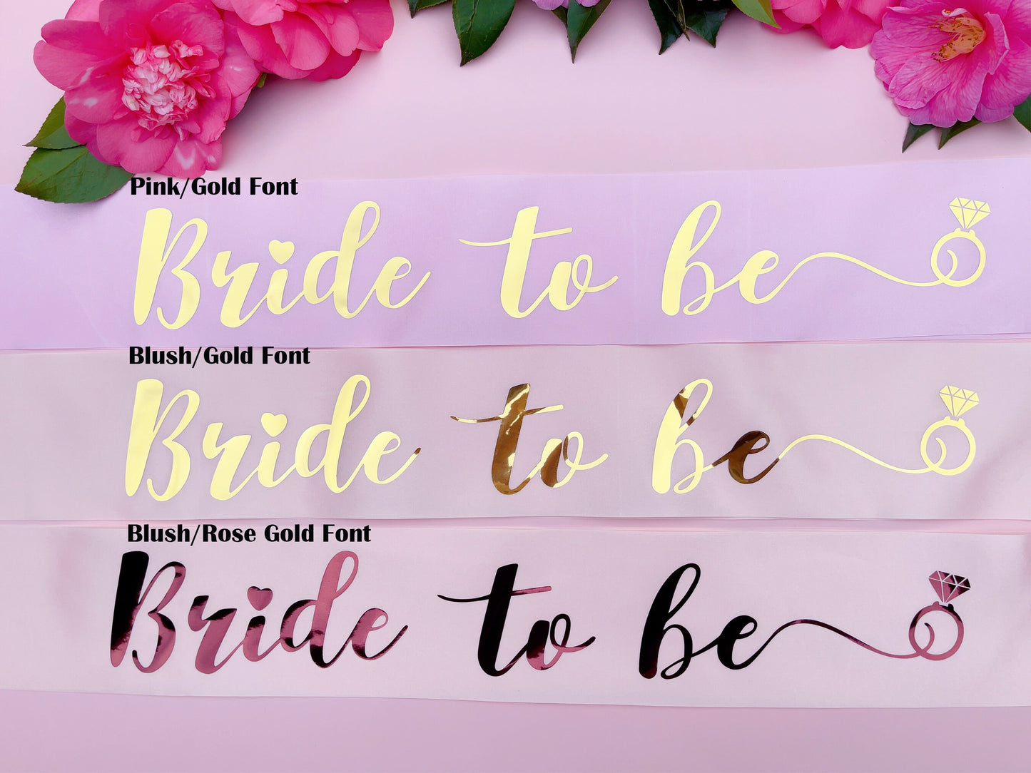 Bride to Be Sash+Diamond Pin | Hen Party Sash | Sash for Bride - Rose Gold Foil | Bride To Be | Bachelorette Favors | Engagement Party Gift