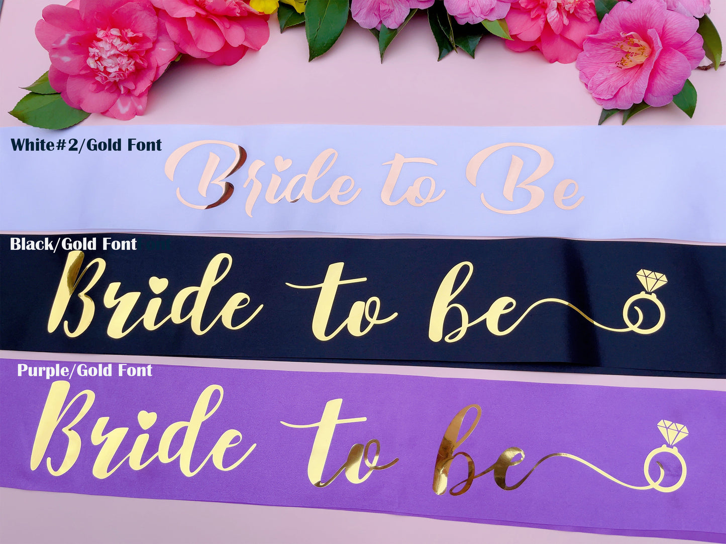 Bride to Be Sash+Diamond Pin | Hen Party Sash | Sash for Bride - Rose Gold Foil | Bride To Be | Bachelorette Favors | Engagement Party Gift