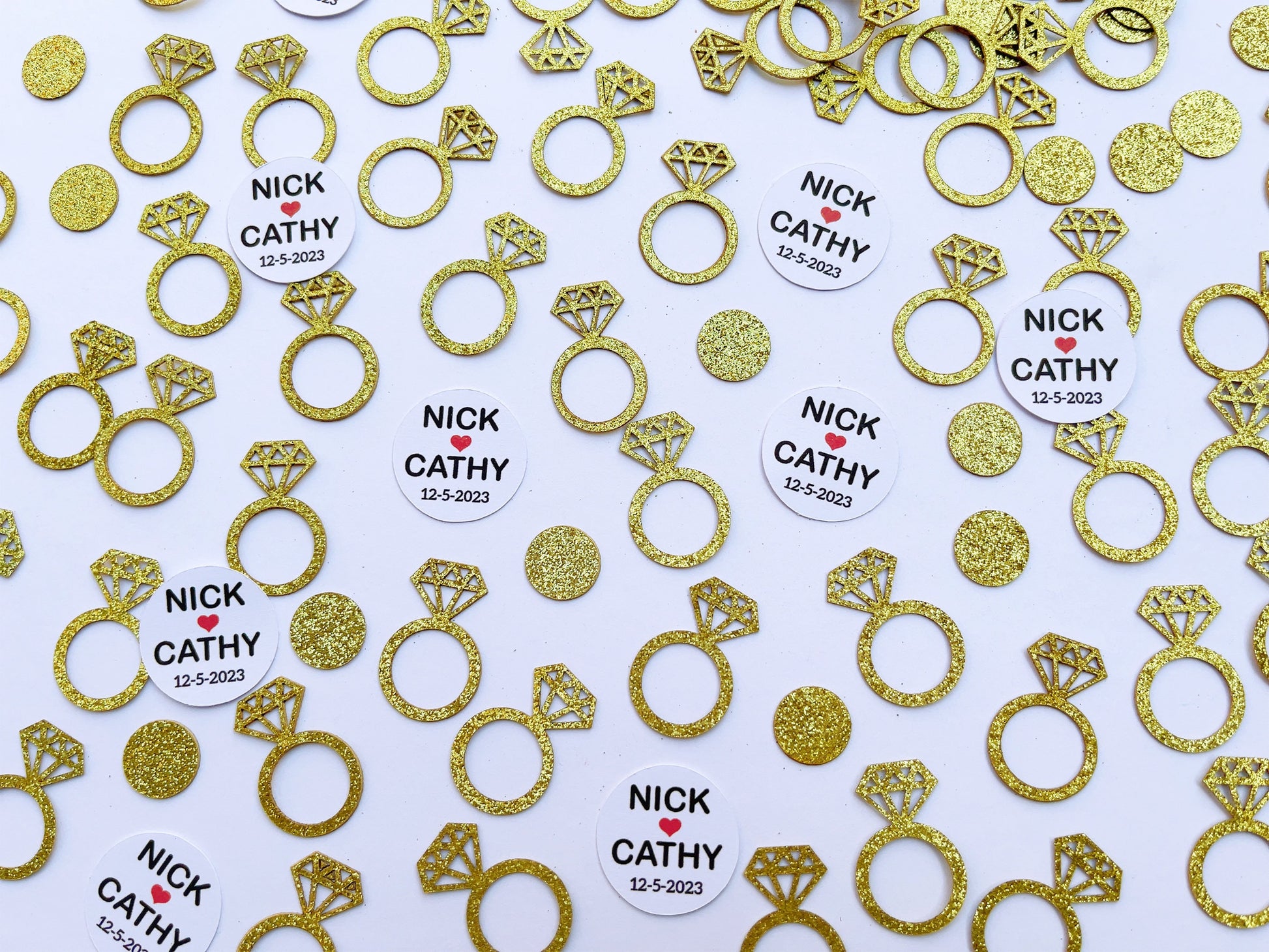 Personalised Couples Name with Ring Confetti, Personalised Confetti, Wedding Engagement Confetti, Bridal Shower, Wedding Table Scatter