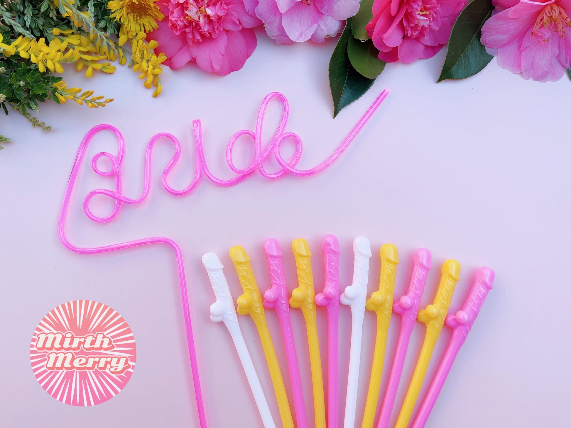 White,Yellow, Pink Penis Straw, | Bachelorette Party Favors | Bride To Be Bridal Shower | Hen Party Supplies Penis, Mix Color Penis Straws