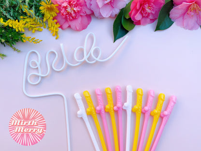 White,Yellow, Pink Penis Straw, | Bachelorette Party Favors | Bride To Be Bridal Shower | Hen Party Supplies Penis, Mix Color Penis Straws