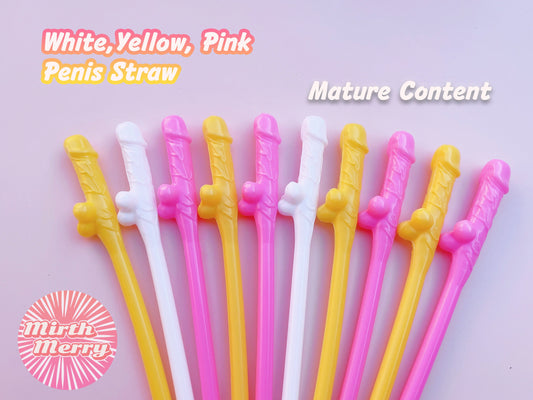 White,Yellow, Pink Penis Straw, | Bachelorette Party Favors | Bride To Be Bridal Shower | Hen Party Supplies Penis, Mix Color Penis Straws