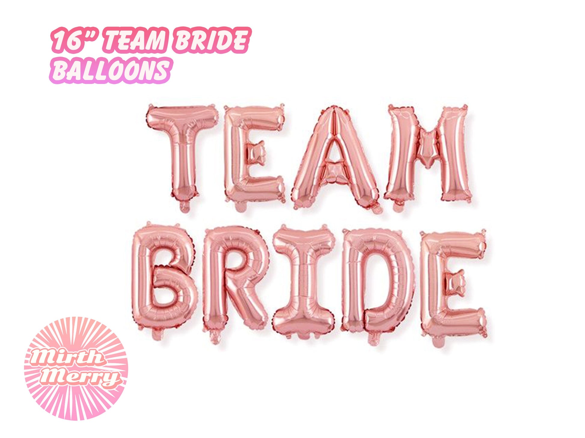 Team Bride Hens Party Bridal Shower Decorations Engagement Balloons, Bridal Shower Supplies, 16" Team Bride Rose Gold Foil Balloons