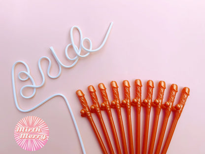 Rose Gold Penis Straw, | Bachelorette Party Favors | Bride To Be Bridal Shower | Hen Party Supplies Penis