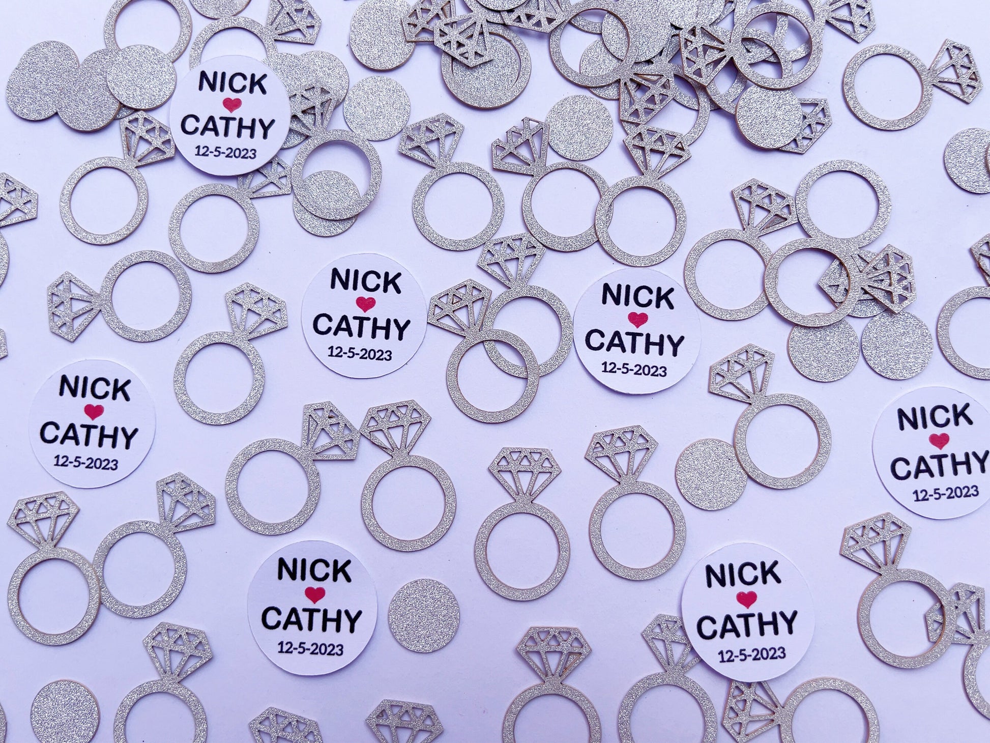 Personalised Couples Name with Ring Confetti, Personalised Confetti, Wedding Engagement Confetti, Bridal Shower, Wedding Table Scatter