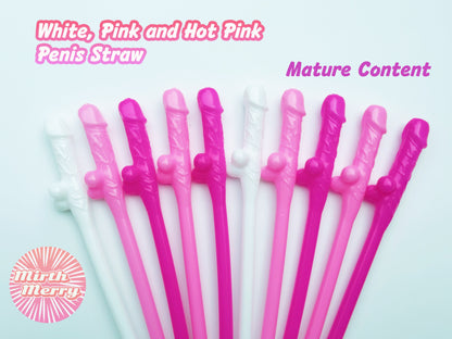 White,Pink,Hot Pink Penis Straw, | Bachelorette Party Favors | Bride To Be Bridal Shower | Hen Party Supplies Penis, Mix Color Penis Straws