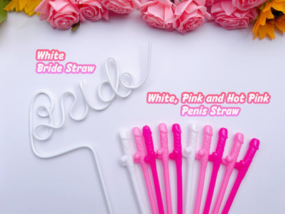 White,Pink,Hot Pink Penis Straw, | Bachelorette Party Favors | Bride To Be Bridal Shower | Hen Party Supplies Penis, Mix Color Penis Straws