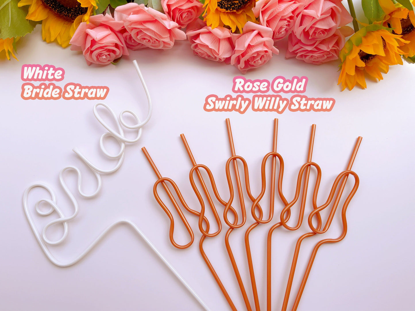 Rose Gold Penis Swirly Willy Straw | Bachelorette Party Decorations | Bride To Be Bridal Shower | Hen Party Supplies Penis