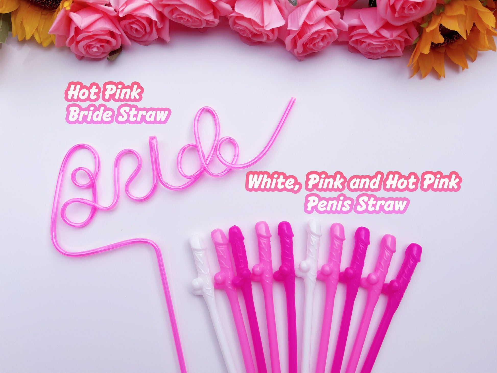 White,Pink,Hot Pink Penis Straw, | Bachelorette Party Favors | Bride To Be Bridal Shower | Hen Party Supplies Penis, Mix Color Penis Straws