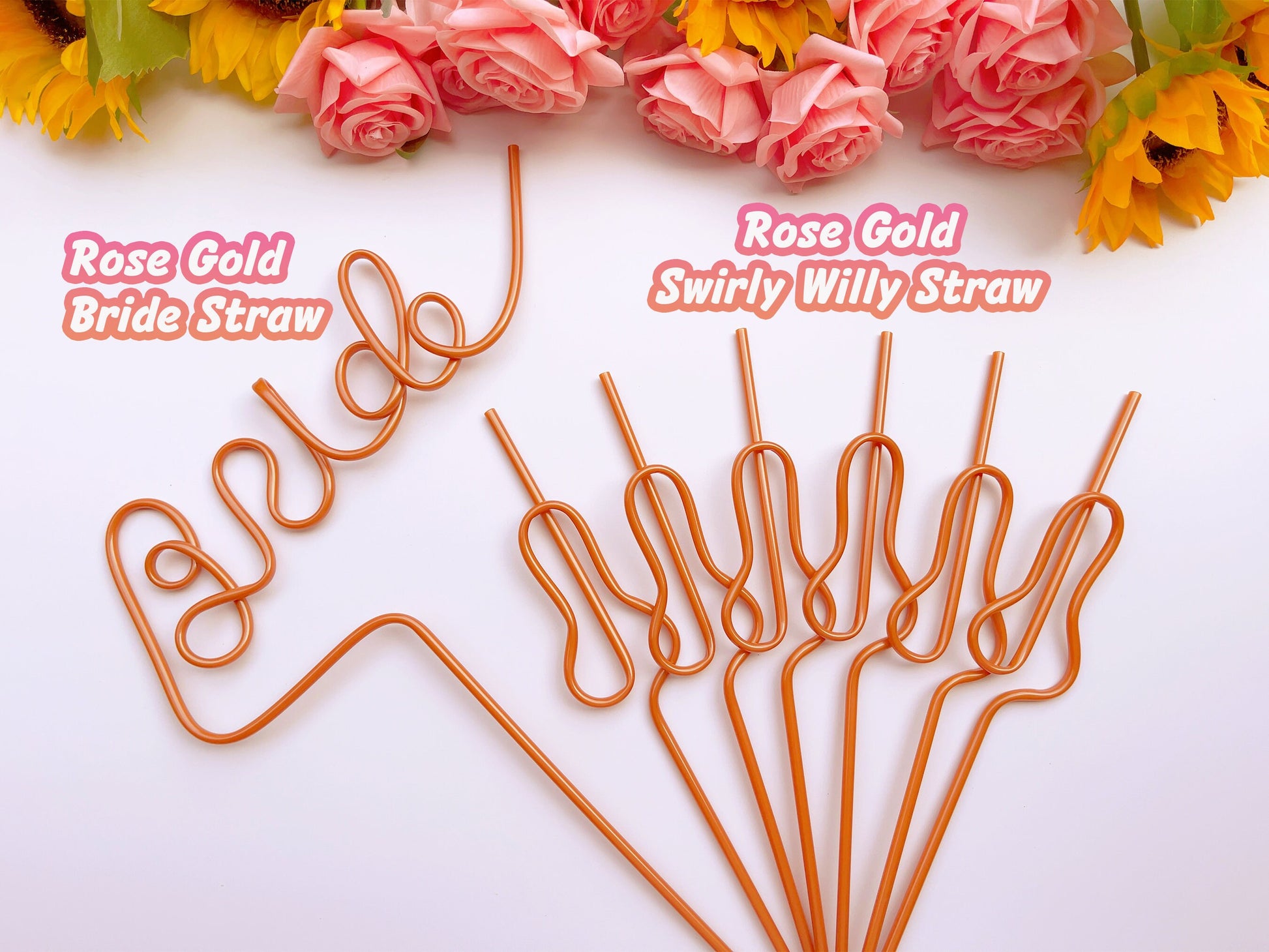 Rose Gold Penis Swirly Willy Straw | Bachelorette Party Decorations | Bride To Be Bridal Shower | Hen Party Supplies Penis