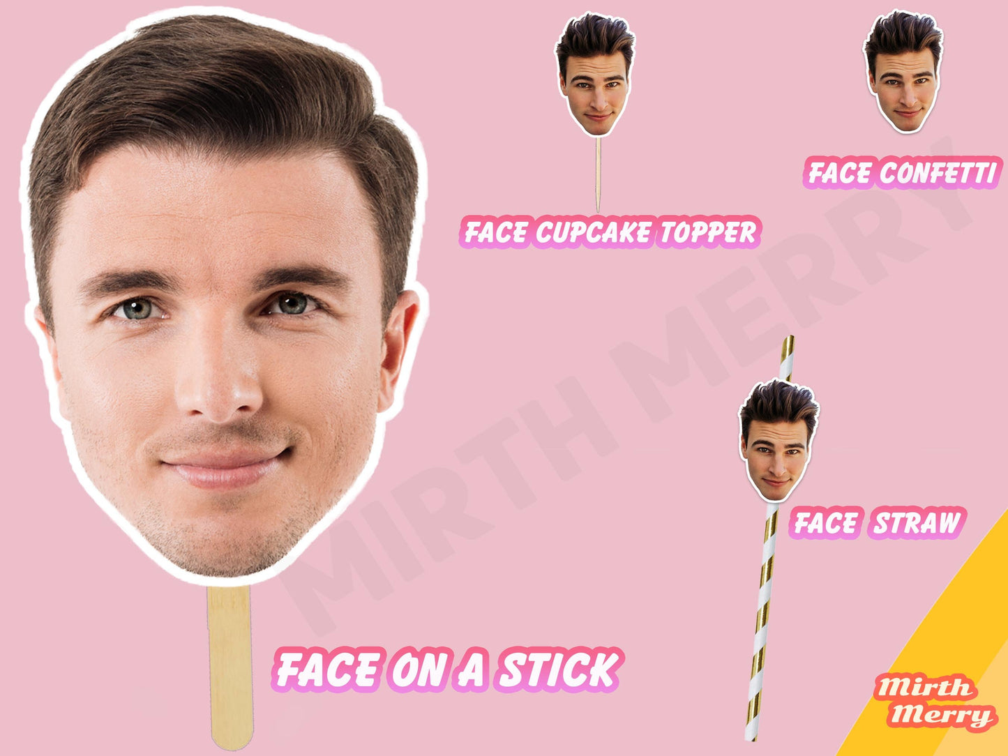 Face on a Stick Big Head Cutouts, Bachelorette Party, Groom Face, Bride to Be, Birthday Photobooth, Graduation, Hens Party, Face Confetti