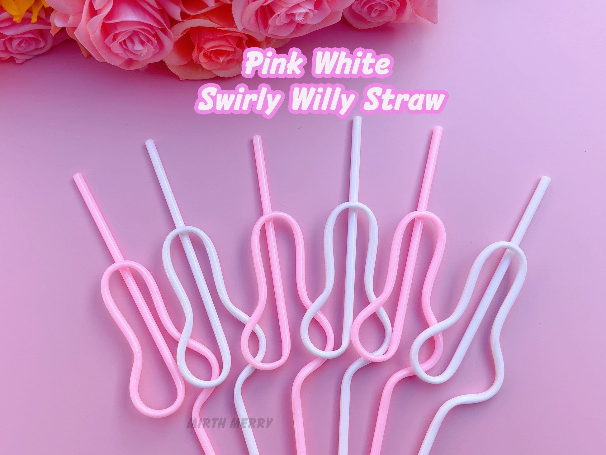 Pink White Penis Swirly Willy Straw | Bachelorette Party Decorations | Bride To Be Bridal Shower | Hen Party Supplies Penis