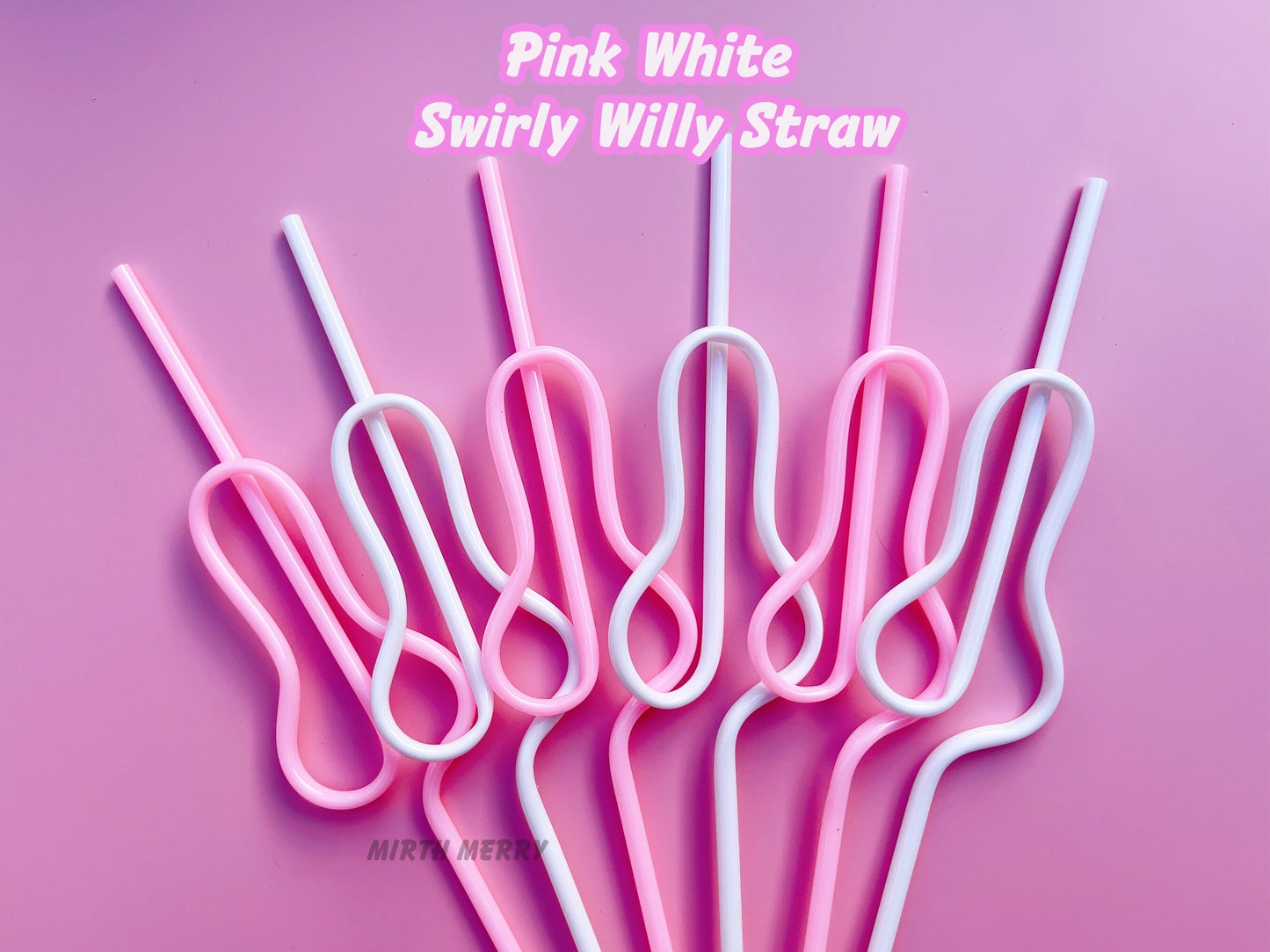 Pink White Penis Swirly Willy Straw | Bachelorette Party Decorations | Bride To Be Bridal Shower | Hen Party Supplies Penis