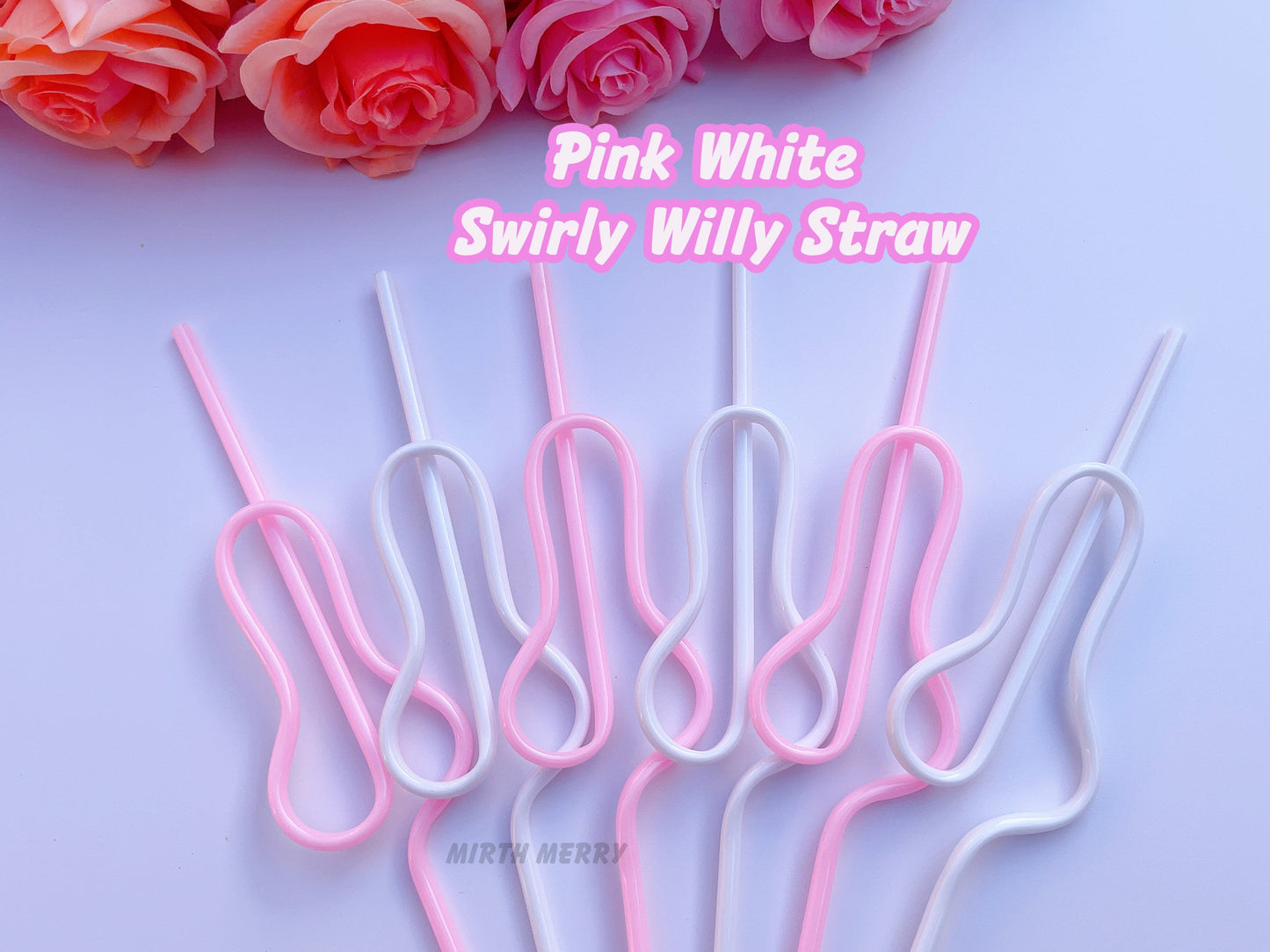 Pink White Penis Swirly Willy Straw | Bachelorette Party Decorations | Bride To Be Bridal Shower | Hen Party Supplies Penis