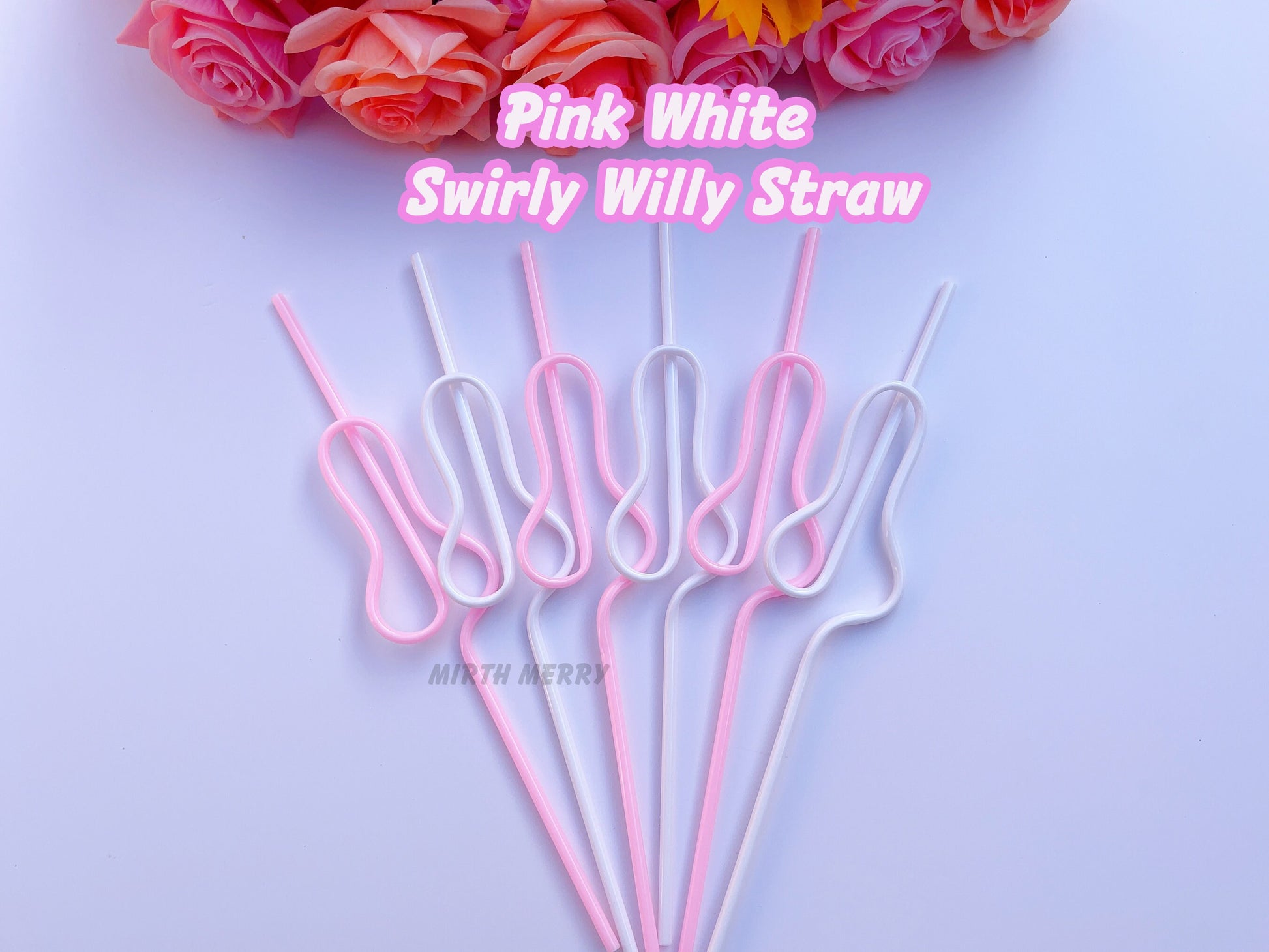 Pink White Penis Swirly Willy Straw | Bachelorette Party Decorations | Bride To Be Bridal Shower | Hen Party Supplies Penis