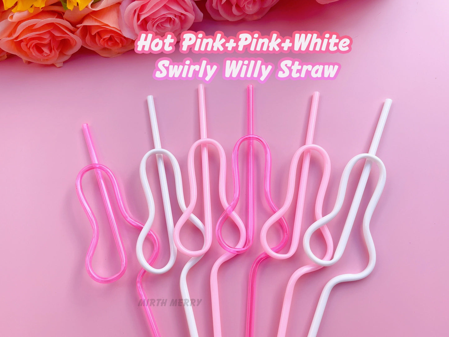 Hot Pink, Pink and White Penis Swirly Willy Straw | Bachelorette Party Decorations | Bride To Be Bridal Shower | Hen Party Supplies Penis