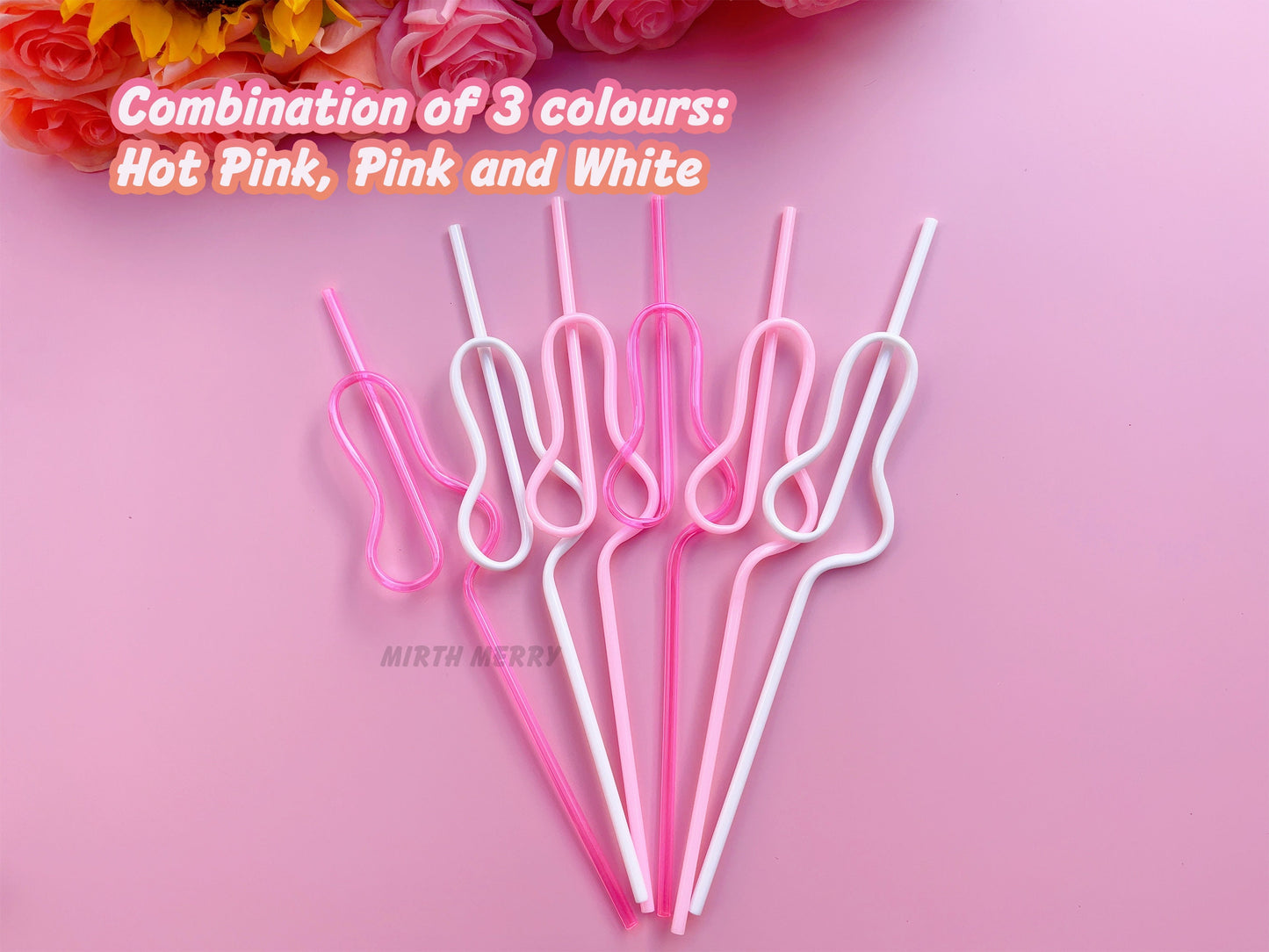 Hot Pink, Pink and White Penis Swirly Willy Straw | Bachelorette Party Decorations | Bride To Be Bridal Shower | Hen Party Supplies Penis