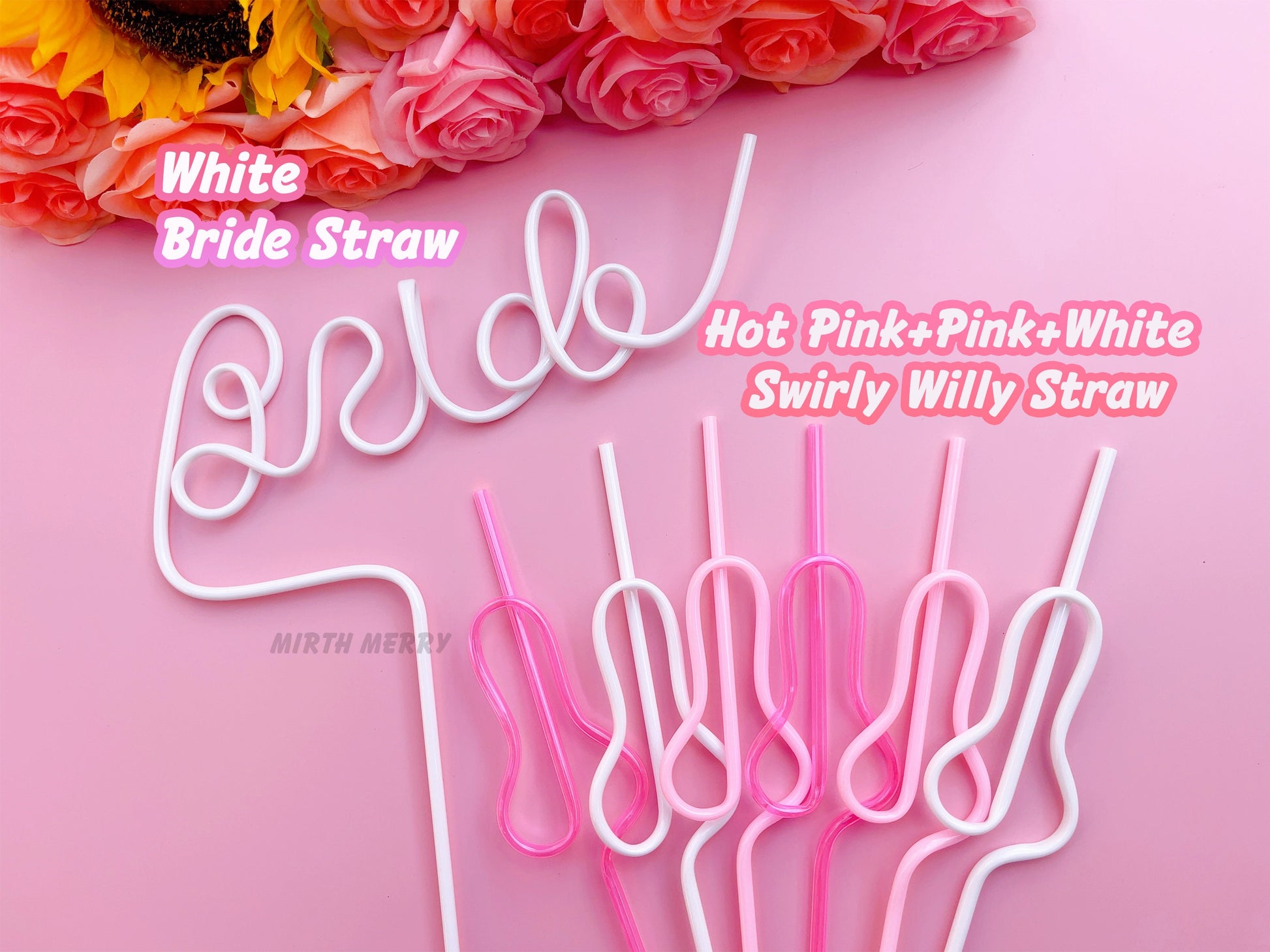 Hot Pink, Pink and White Penis Swirly Willy Straw | Bachelorette Party Decorations | Bride To Be Bridal Shower | Hen Party Supplies Penis