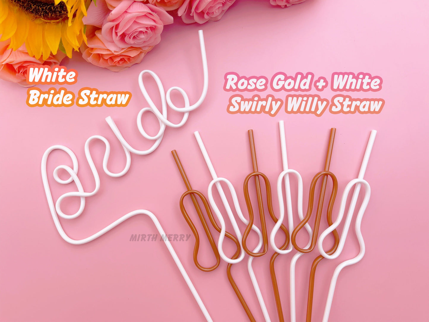 Rose Gold White Penis Swirly Willy Straw | Bachelorette Party Decorations | Bride To Be Bridal Shower | Hen Party Supplies Penis