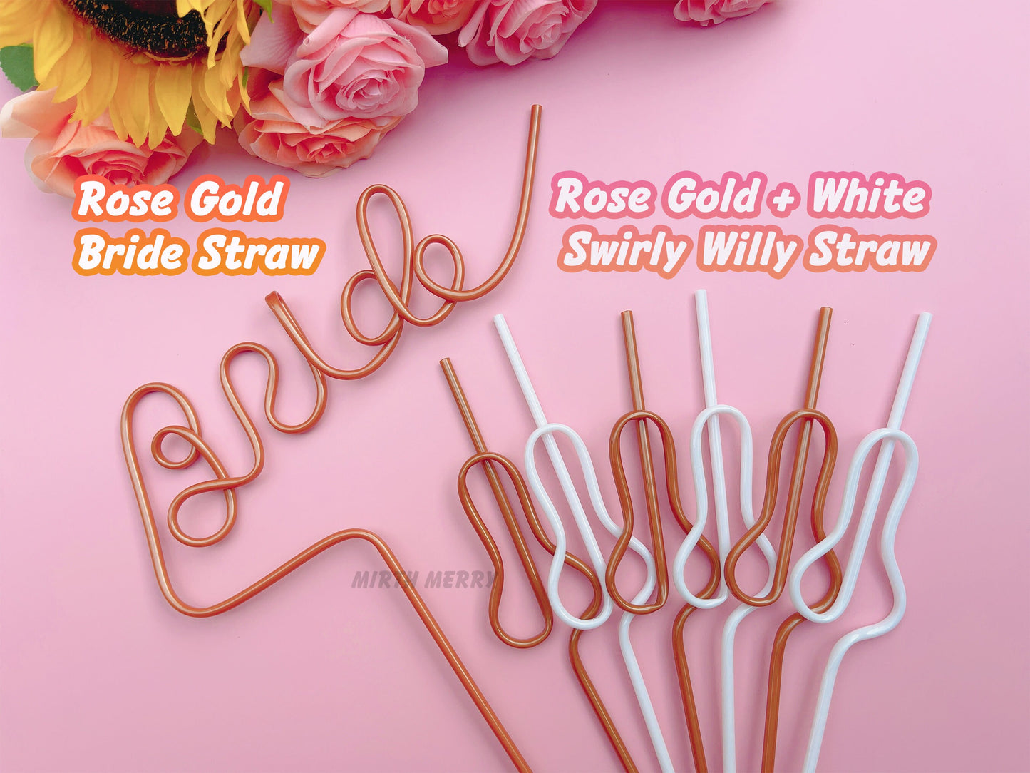 Rose Gold White Penis Swirly Willy Straw | Bachelorette Party Decorations | Bride To Be Bridal Shower | Hen Party Supplies Penis