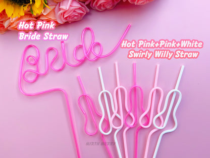 Hot Pink, Pink and White Penis Swirly Willy Straw | Bachelorette Party Decorations | Bride To Be Bridal Shower | Hen Party Supplies Penis