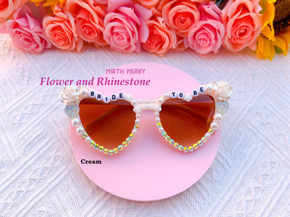 Custom Bride Sunglasses , Encrusted Pearl + Rhinestone Sunglasses | Bachelorette Party Decoration, Bridesmaid Favor, Bridal Shower Supplies