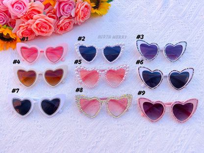 Hens Party Heart Sunglasses, Rhinestone Heart Sunglasses, Bride Bridesmaid Gift + Bridal Shower Supplies, Bachelorette Party Decoration