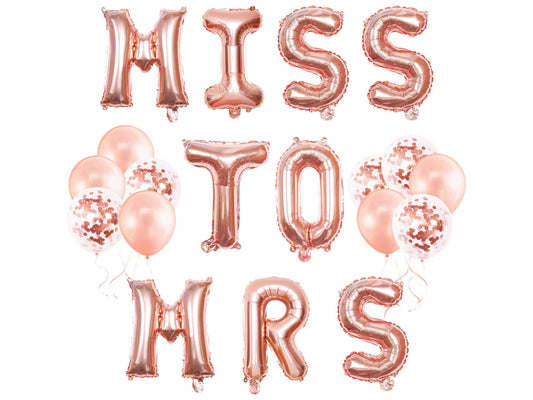 Rose Gold Miss To Mrs Balloons Set | Hens Party Decoration, Bachelorette Party, Engagement Favors, Wedding Bridal Shower Gift, Confetti